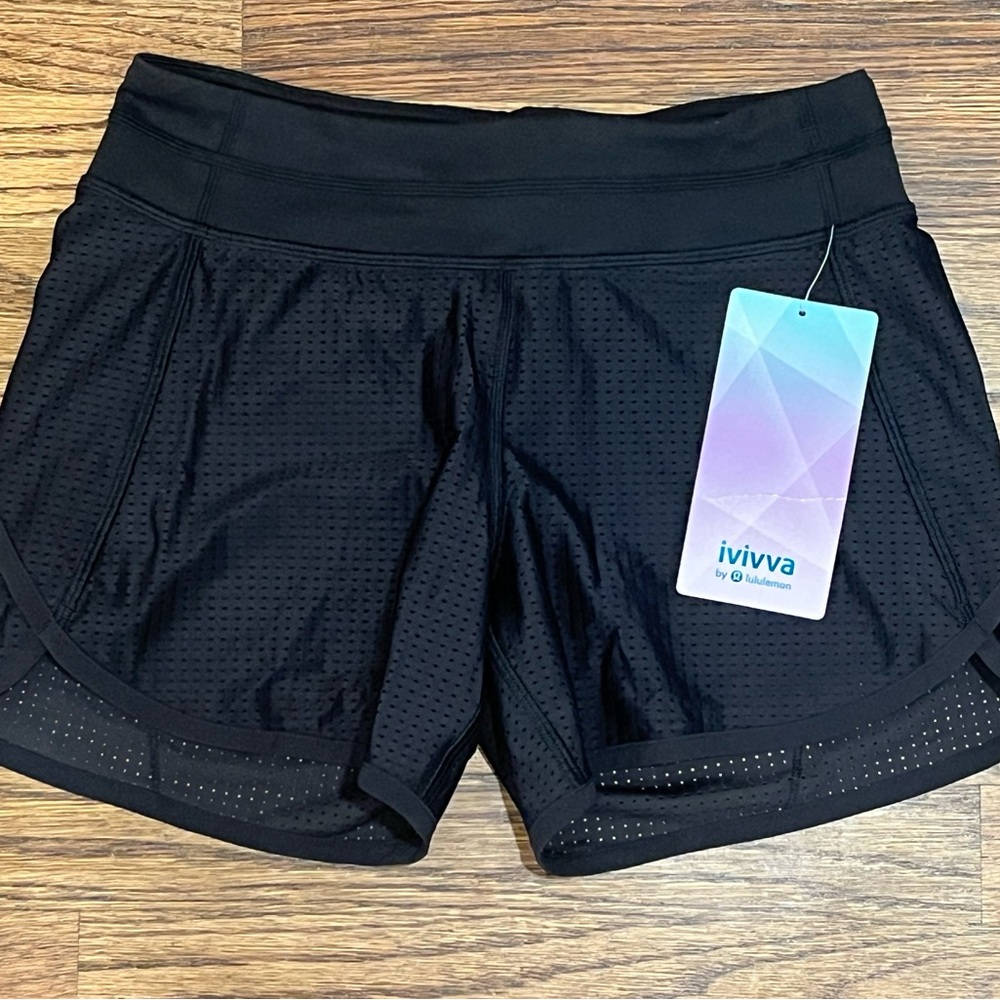 Lululemon Ivivva Black Athletic Shorts Girls size 12 NWT